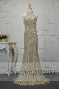 2019 Luxurious Champagne Beaded Long Evening Dresses Halter Formal Prom Gowns Backless Plus size Wedding Bridal Eveing Gown G087
2019 Luxurious Champagne Beaded Long Evening Dresses Halter Formal Prom Gowns Backless Plus size Wedding Bridal Eveing Gown G087