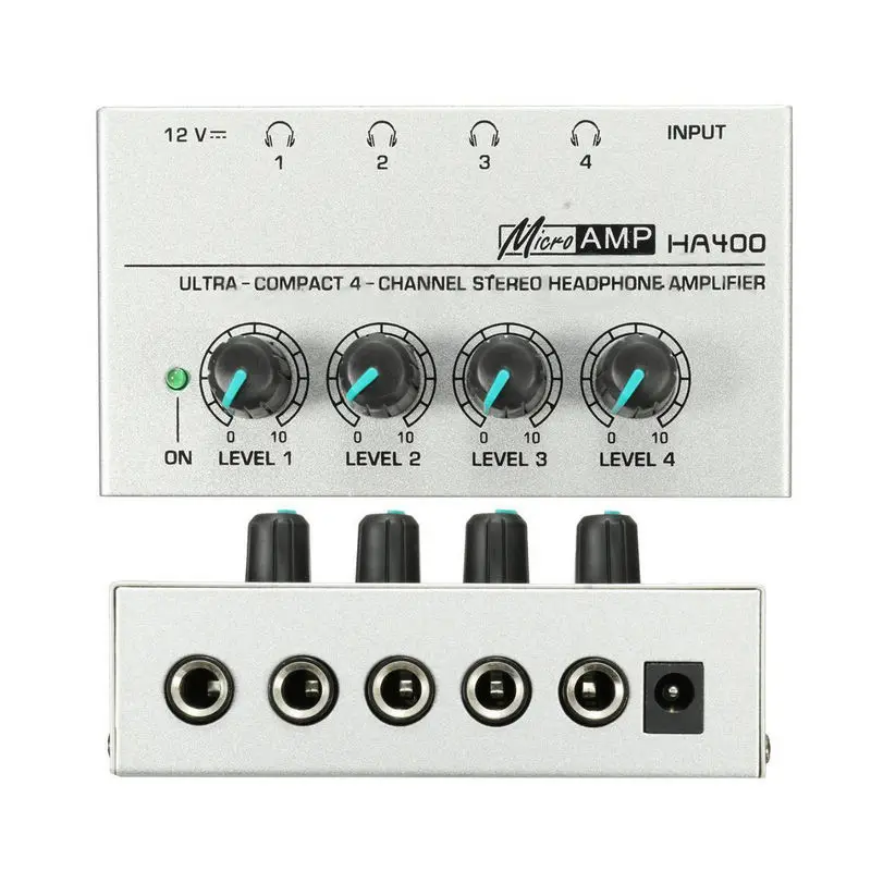Onsale 1pc HA400 Ultra-Compact 4 Channel Headphone Audio Stereo Amp Microamp Amplifier EU Adapter Mayitr