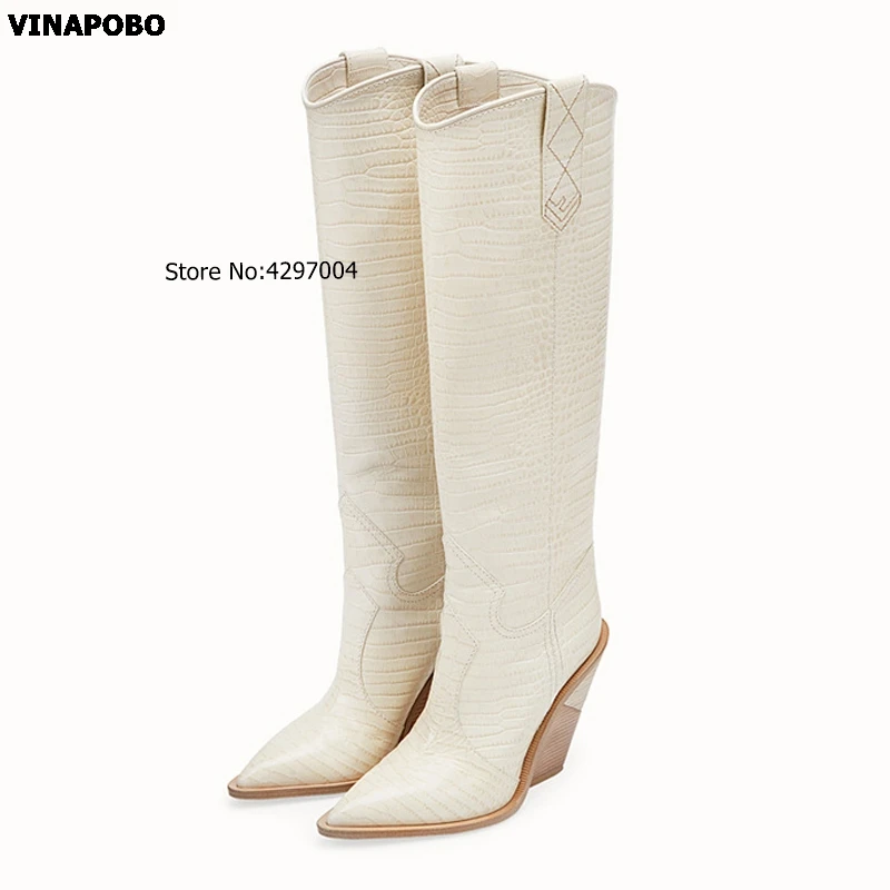 1Candy-color-snake-skin-Women-Boots-2018-Pointed-Toe-Western-Boots-Cowboy-Boots-runway-design-Chunky