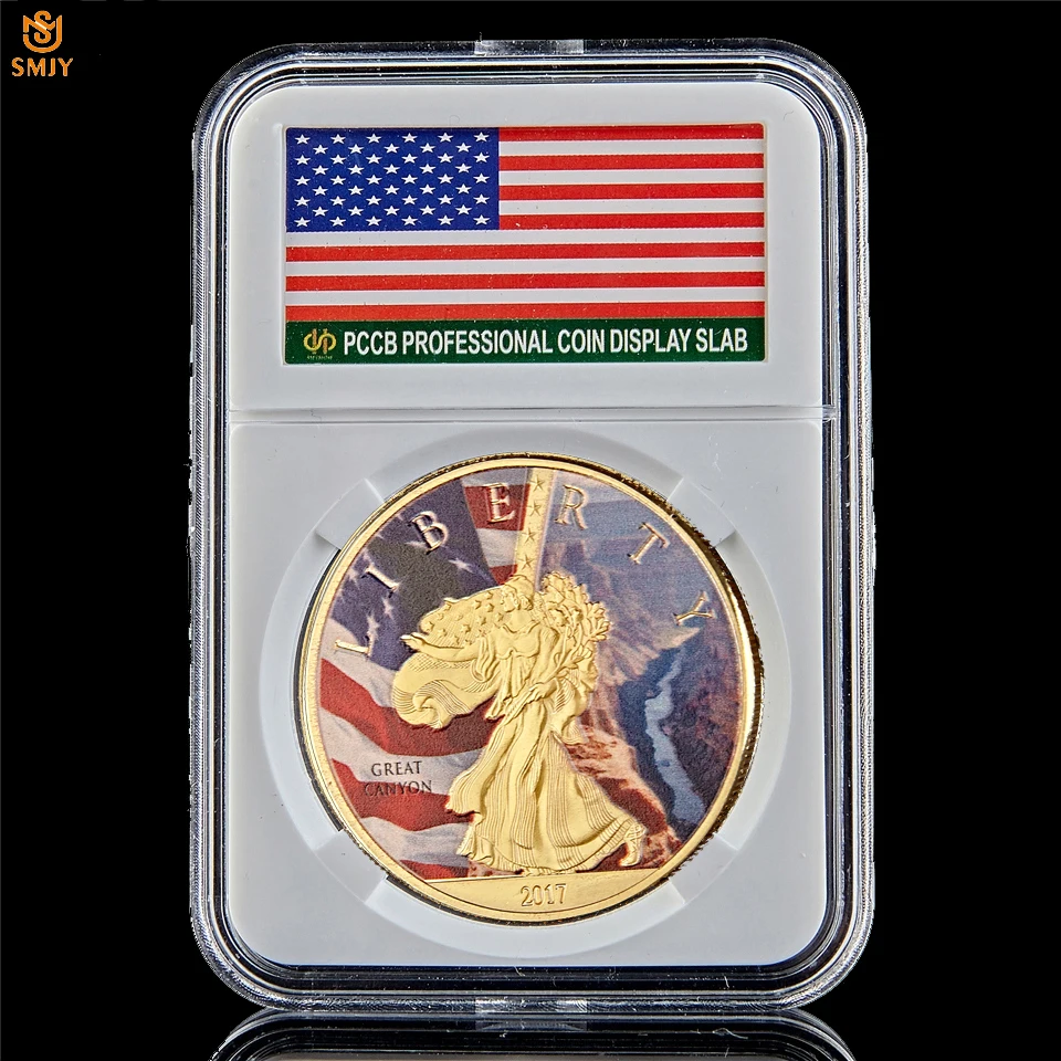 

2017 US Grand Canyon Geological National Park USA Statue of Liberty Gold Token Challenge Souvenir Coin W/PCCB Holder