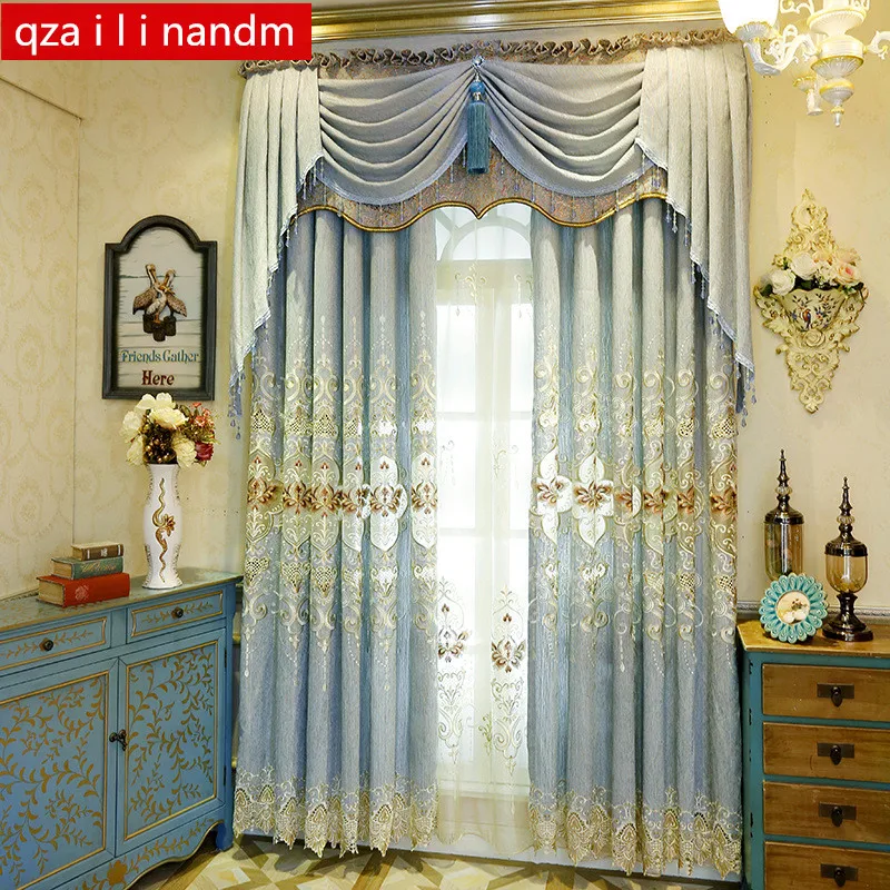 luxury embroidery tulle for bedroom upscale hotels Can be customized High quality blue villa curtains for living room
luxury embroidery tulle for bedroom upscale hotels Can be customized High quality blue villa curtains for living room