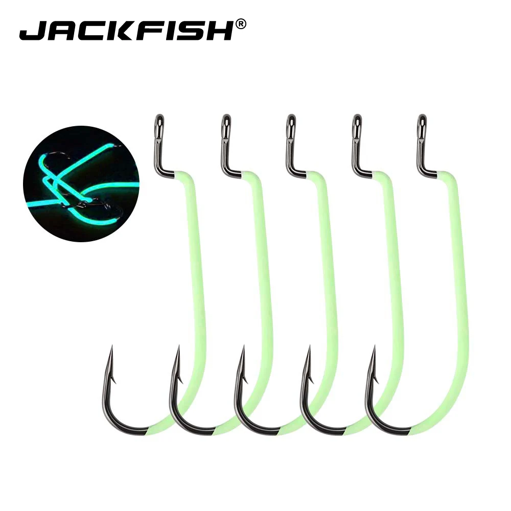 JACKFISH светящийся рыболовный крючок из высокоуглеродистой стали #3-#3/0 10 шт./лот
