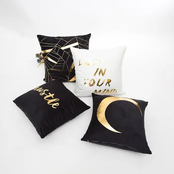 Wholesales Black White Cushion Cover Gold Foil Pillow Cover Soft Velvet Moon Leaves Home Decorative Pillow Case 45x45cm
Wholesales Black White Cushion Cover Gold Foil Pillow Cover Soft Velvet Moon Leaves Home Decorative Pillow Case 45x45cm