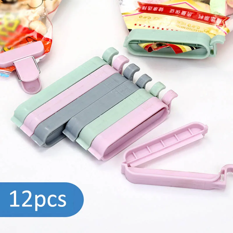 

12Pcs/pack Plastic Bag Sealer Snack Food Storage Bag Clips Kitchen Tool accessories Mini Vacuum Sealing Clamp Food Clip