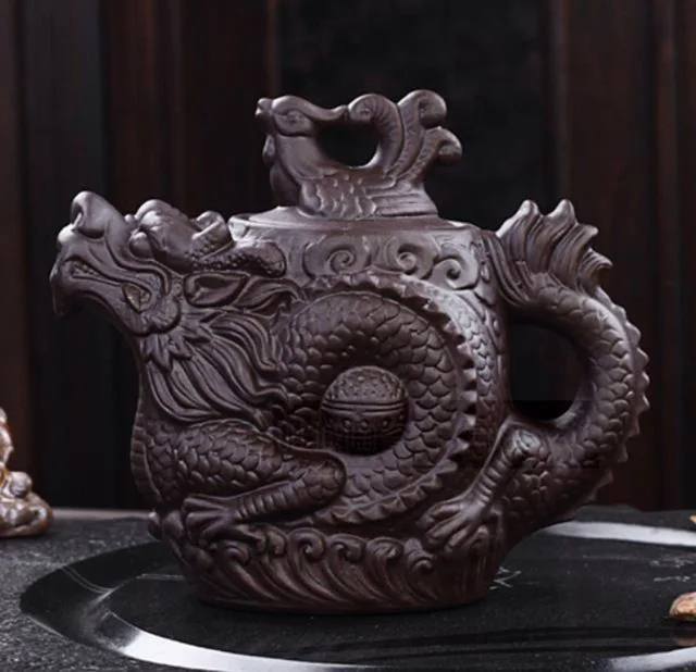 Tea Set Authentic Teasets 500ML Yixing Teapot 12 Dragon& Phoenix Pot Purple Clay Sets Kettle | Дом и сад