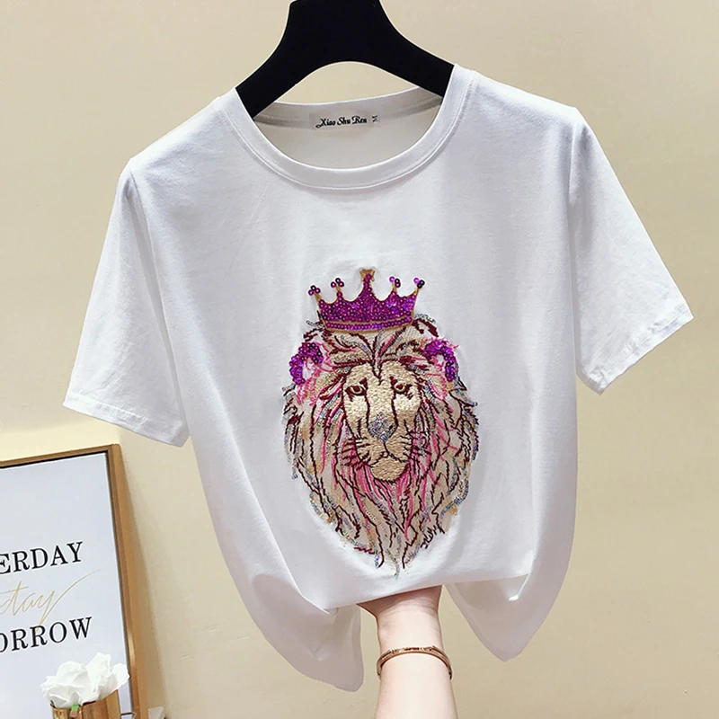 Plus Size Fashion White T shirt Loose Version Women Cotton Summer Tops Female T-shirt Short Sleeve Embroidery Tee Shirt Femme
Plus Size Fashion White T shirt Loose Version Women Cotton Summer Tops Female T-shirt Short Sleeve Embroidery Tee Shirt Femme