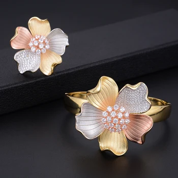 missvikki Luxury Blooming Flowers Big Bangle Ring Jewelry Set Fashion Accessories For Women Ladies Wedding Anniversary Jewelry
missvikki Luxury Blooming Flowers Big Bangle Ring Jewelry Set Fashion Accessories For Women Ladies Wedding Anniversary Jewelry