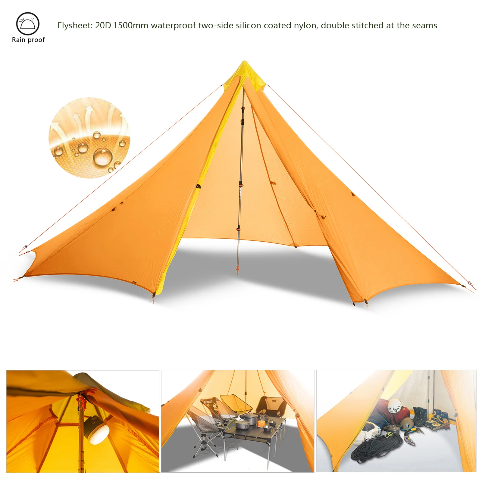 Ultralight 2-4 Person 680g Outdoor Camping Tent 20D Nylon 2-side Silicone Coated Rodless Pyramid Flysheet 4-Season 2-Window Tent
Ultralight 2-4 Person 680g Outdoor Camping Tent 20D Nylon 2-side Silicone Coated Rodless Pyramid Flysheet 4-Season 2-Window Tent