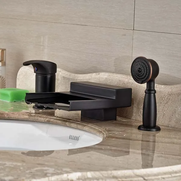 Deck Mounted Oil Rubbed Bronze Waterfall Bathroom Tub Faucet W/ Hand Sprayer Tap
Deck Mounted Oil Rubbed Bronze Waterfall Bathroom Tub Faucet W/ Hand Sprayer Tap