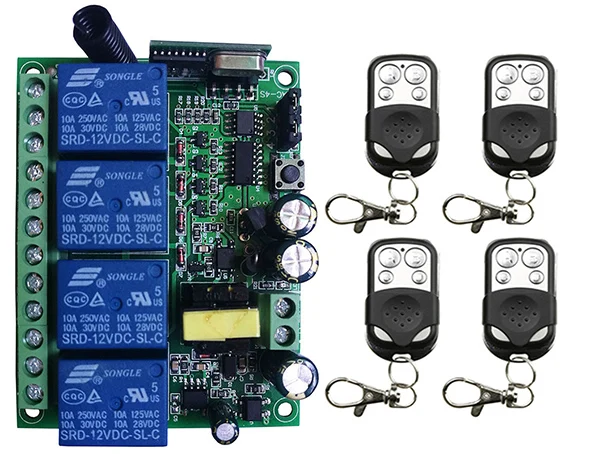 AC110V 220V 230V 4CH 4 CH Radio Controller RF Wireless Push Remote Control Switch Transmitter+Receiver garage door/window/lamp
AC110V 220V 230V 4CH 4 CH Radio Controller RF Wireless Push Remote Control Switch Transmitter+Receiver garage door/window/lamp