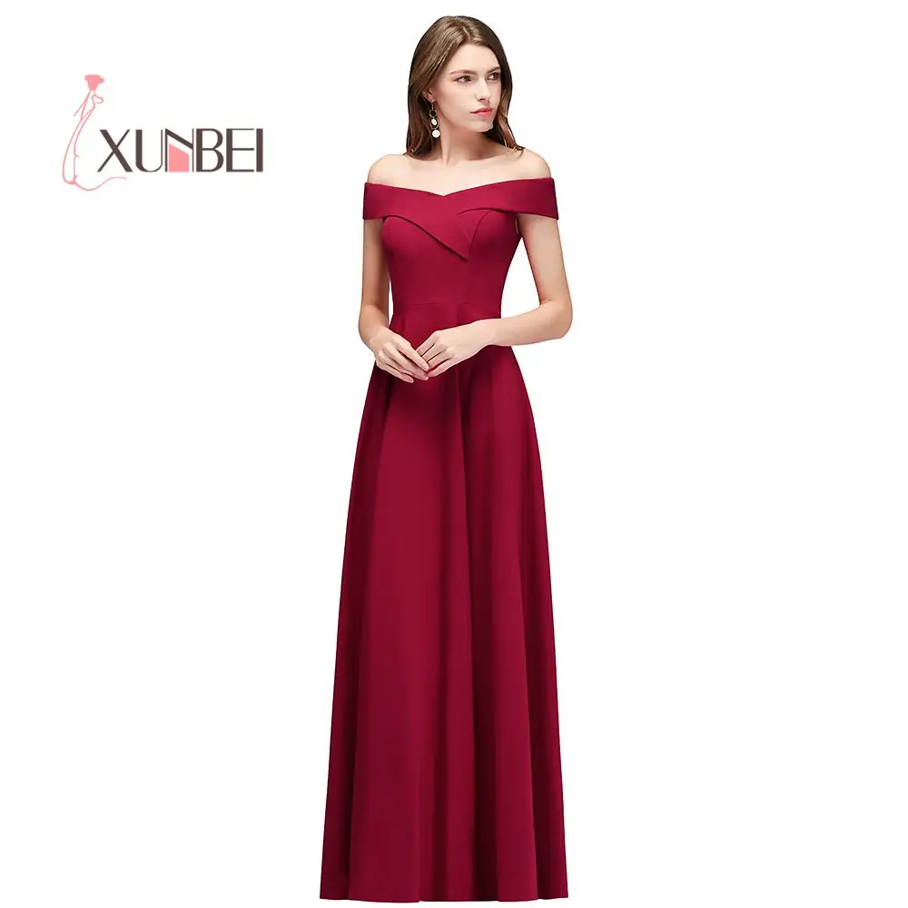Robe de soiree Sexy Off The Shoulder Burgundy Evening Dresses Long Satin Prom Dress Formal Party Gown | Свадьбы и торжества