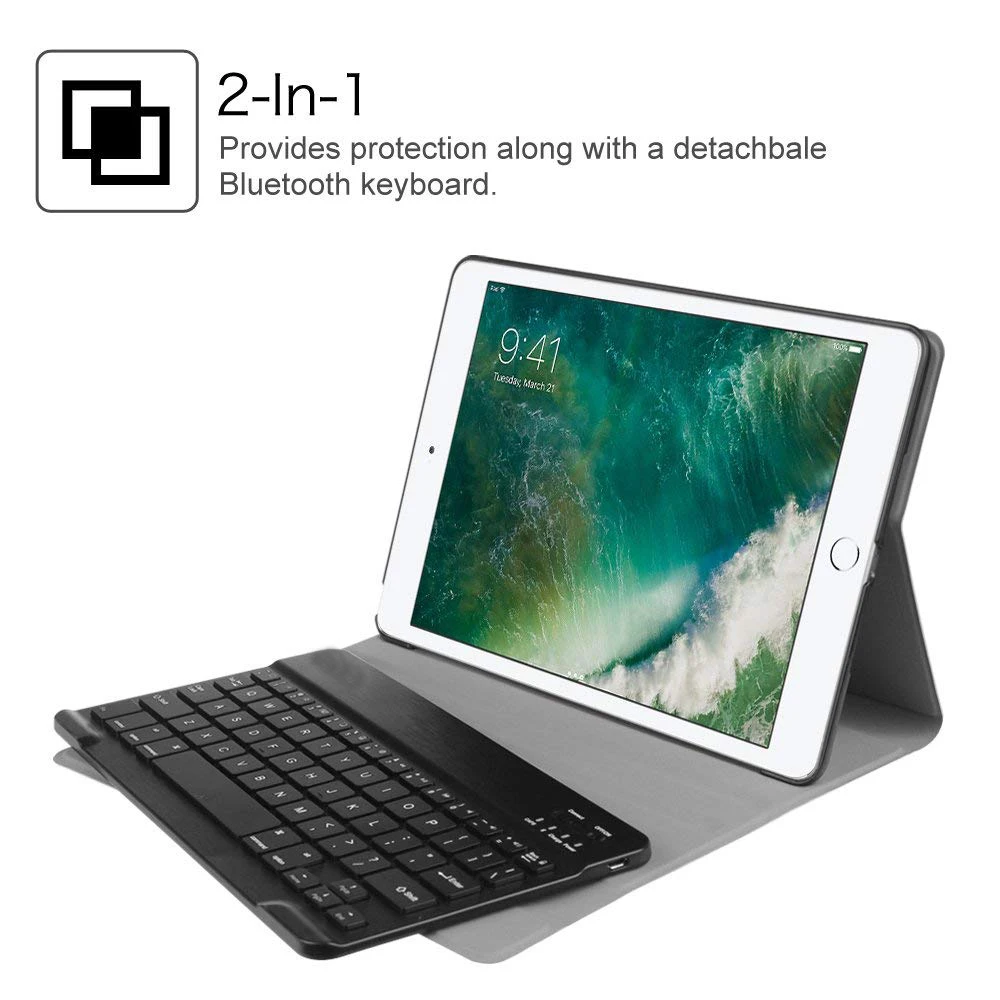 Съемная Беспроводная Bluetooth клавиатура для iPad 9 7 2018 6th Gen 2017/Air 2 Чехол клавиатуры