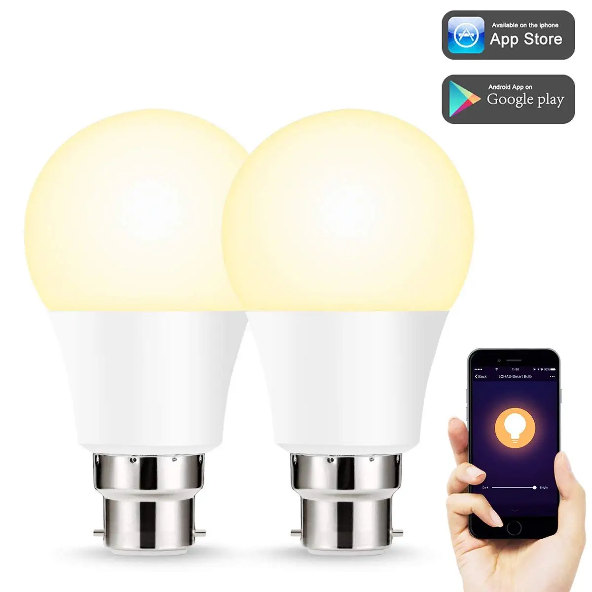 LED B22 Smart Bulb WiFi Light Bulb Compatible with Amazon Alexa,Google Home,Warm White 2700K Remote Control Lamp Bulb-2Pack
LED B22 Smart Bulb WiFi Light Bulb Compatible with Amazon Alexa,Google Home,Warm White 2700K Remote Control Lamp Bulb-2Pack