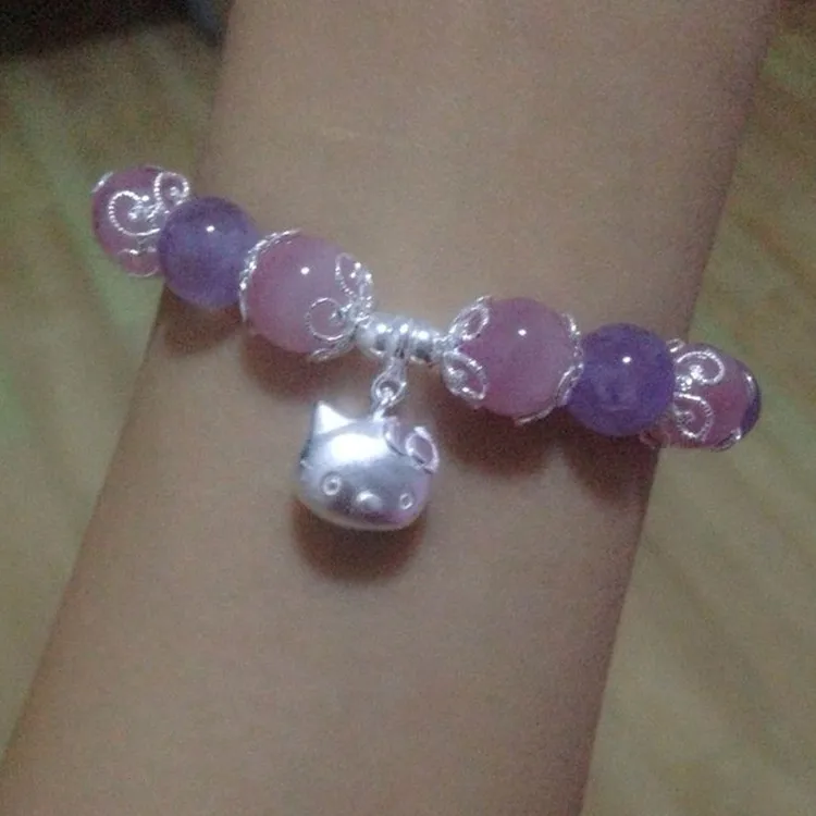 Natural pink crystal lavender amethyst bracelet 925 pure silver hellokitty cat bracelet
Natural pink crystal lavender amethyst bracelet 925 pure silver hellokitty cat bracelet