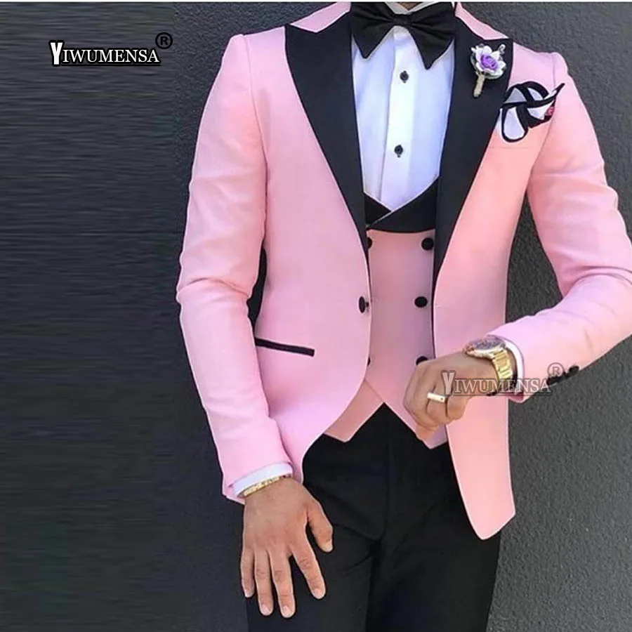 Yiwu men sa индивидуальный дизайн розовые облегающие мужские свадебные смокинги