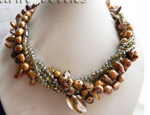 ddh002775 5Strands Coffee Baroque Wing Freshwater Pearl Faceted Crystal Necklace
ddh002775 5Strands Coffee Baroque Wing Freshwater Pearl Faceted Crystal Necklace