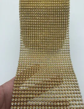 (10 yard/lot) Gold Yellow Crystal Rinestone Mesh Trim Diamond Wrap Cake Roll Tulle Ribbons Party Wedding Decoration 24 Rows
(10 yard/lot) Gold Yellow Crystal Rinestone Mesh Trim Diamond Wrap Cake Roll Tulle Ribbons Party Wedding Decoration 24 Rows