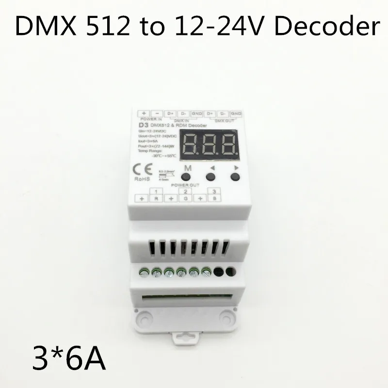 DMX512 to DC12-24V Decoder controller single color Dual white RGB 3 in one Decoder 3CH*6A 12-24VDC CV DMX Decoder D3 controller
DMX512 to DC12-24V Decoder controller single color Dual white RGB 3 in one Decoder 3CH*6A 12-24VDC CV DMX Decoder D3 controller