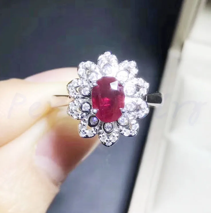 Ruby ring Free shipping Natural and real ruby 925 sterling silver Flower style 5*7MM 1ct gemstone #X18060907
Ruby ring Free shipping Natural and real ruby 925 sterling silver Flower style 5*7MM 1ct gemstone #X18060907