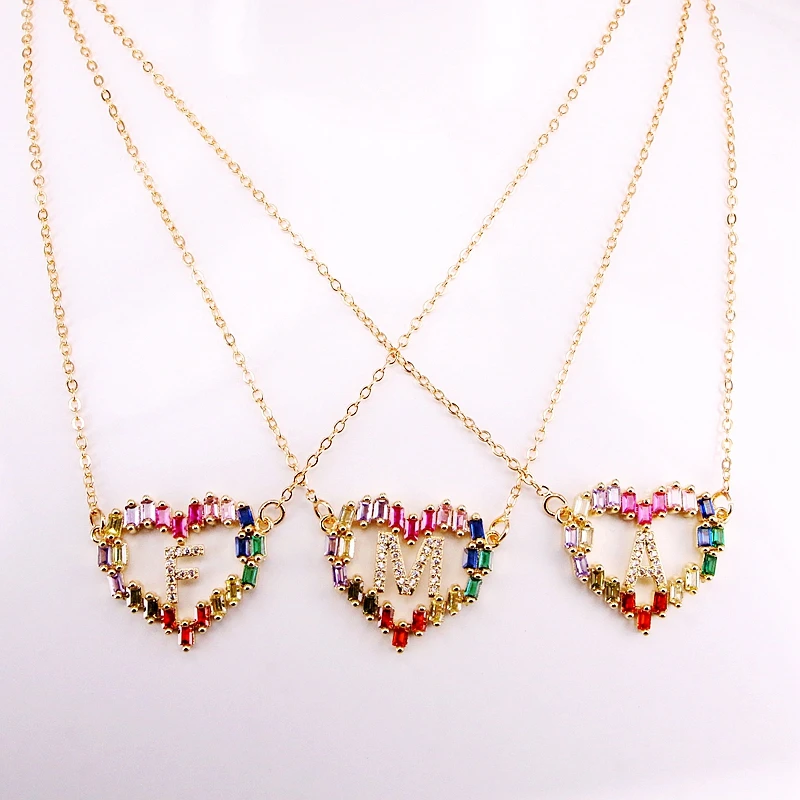 6PCS, Gold Filled Letter Jewelry Fashion CZ Micro Pave Women Rainbow Crystal Heart Pendant Necklaces
6PCS, Gold Filled Letter Jewelry Fashion CZ Micro Pave Women Rainbow Crystal Heart Pendant Necklaces