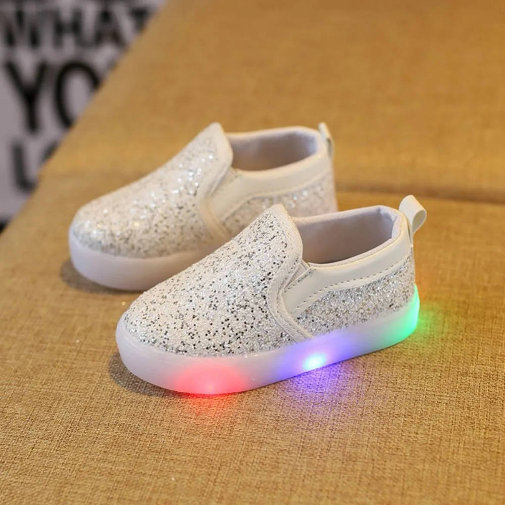 

Boys Baby Children Shoes Kids Led Flash Sneakers Spring Autumn Fashion Sequin Sneakers Girls Princess Lightning Shoes 21-30 Size