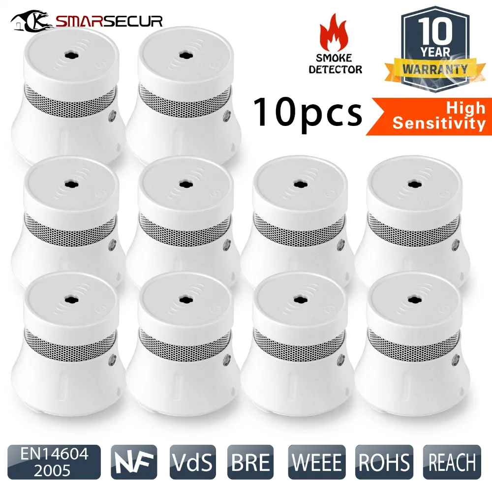 SMARSECUR 10pcs Mini Smoke Detector with 10 Years Battery Life EN14604 Listed CE Certification 85dB 3 Meters for Home Security
SMARSECUR 10pcs Mini Smoke Detector with 10 Years Battery Life EN14604 Listed CE Certification 85dB 3 Meters for Home Security