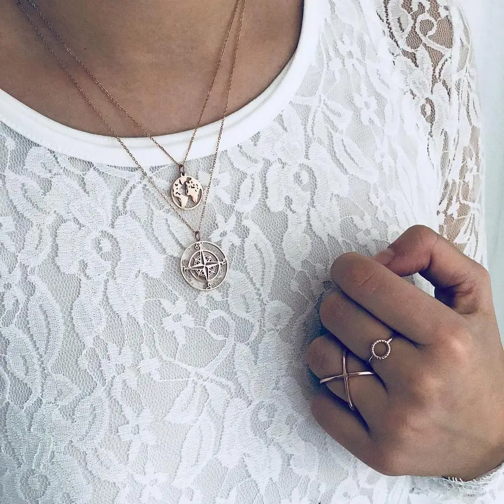 Europe and America Creative Retro Hollow Map Compass 2 Layer Pendant Multilayer Necklace Bohemian Necklace Jewelry Gift VP795
Europe and America Creative Retro Hollow Map Compass 2 Layer Pendant Multilayer Necklace Bohemian Necklace Jewelry Gift VP795