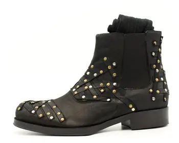 European and American style men shoes patch oil wax cow leather boots rivet men boots