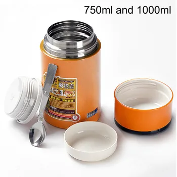 Stainless Steel Thermo Lunch Box Soup Mug 1L Food Container Thermos Portable Handle Vacuum Insulated Container Inox Spoon
Stainless Steel Thermo Lunch Box Soup Mug 1L Food Container Thermos Portable Handle Vacuum Insulated Container Inox Spoon