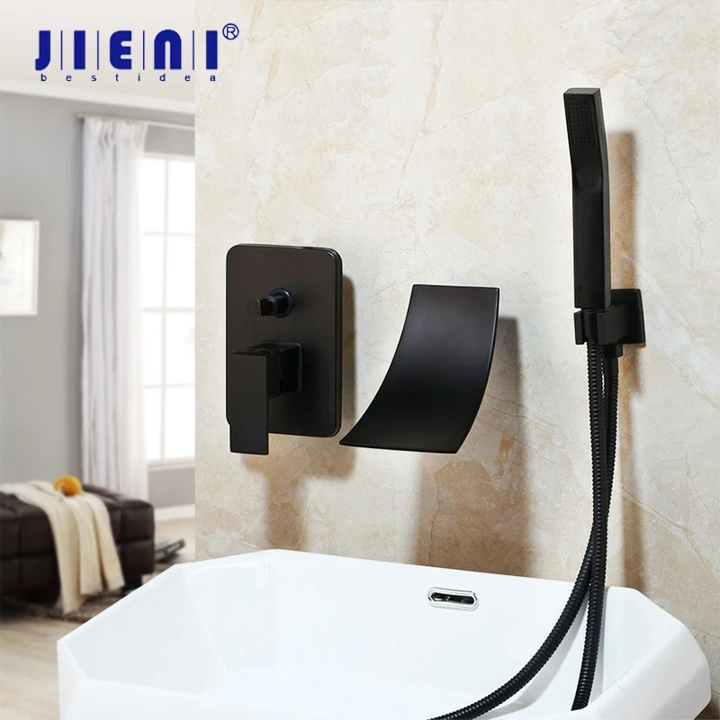 JIENI Best Price Black Painting Solid Brass Bathroom Bathtub Shower Faucet Set 1 Handle Waterfall Spout Hand Shower Set Faucets
JIENI Best Price Black Painting Solid Brass Bathroom Bathtub Shower Faucet Set 1 Handle Waterfall Spout Hand Shower Set Faucets