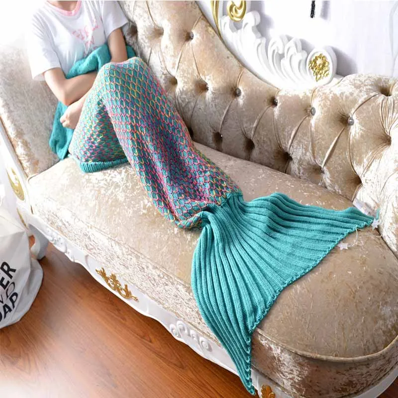Lannidaa Colorful Mermaid Blanket Fish Scales Knitting Yarn Dyed Knitted Blanket Wearable Fish Tail Sofa Bed Throw Plaid Blanket
Lannidaa Colorful Mermaid Blanket Fish Scales Knitting Yarn Dyed Knitted Blanket Wearable Fish Tail Sofa Bed Throw Plaid Blanket