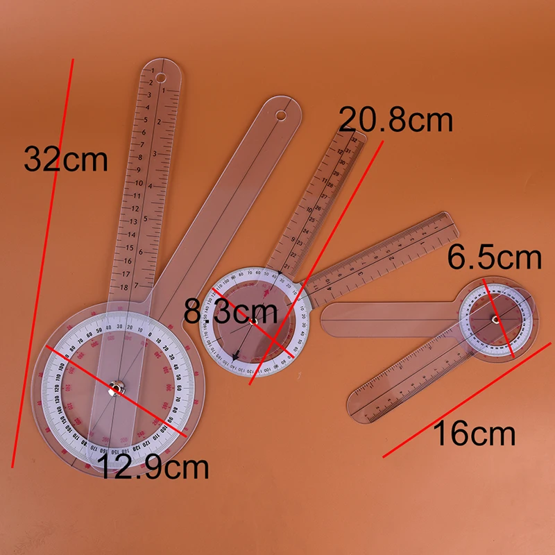 3pcs Plastic Protractor Angle Medical Ruler Spinal Goniometer 6inch, 8inch, 12inch 360 Degree
3pcs Plastic Protractor Angle Medical Ruler Spinal Goniometer 6inch, 8inch, 12inch 360 Degree