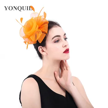 Orange vintage women party headdress hair bride wedding fascinator tulle headwear hair pin ladies fancy feather hair accessories 
Orange vintage women party headdress hair bride wedding fascinator tulle headwear hair pin ladies fancy feather hair accessories