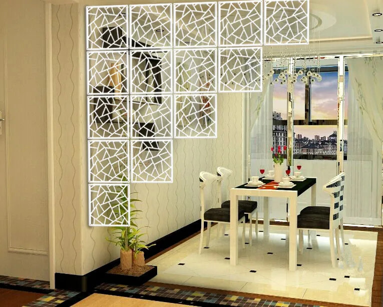 Modern Simple A living room Hanging folding screen Hollow White Dining room partition The (8)