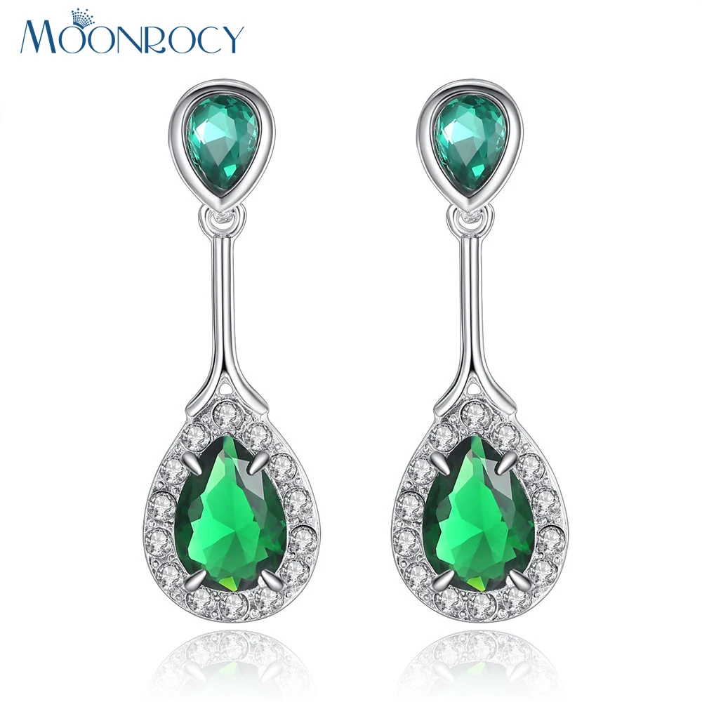 MOONROCY Free shipping Fashion Silver Color Cubic Zirconia Long Waterdrop Green Blue Purple Crystal Earrings for Women Gift
MOONROCY Free shipping Fashion Silver Color Cubic Zirconia Long Waterdrop Green Blue Purple Crystal Earrings for Women Gift