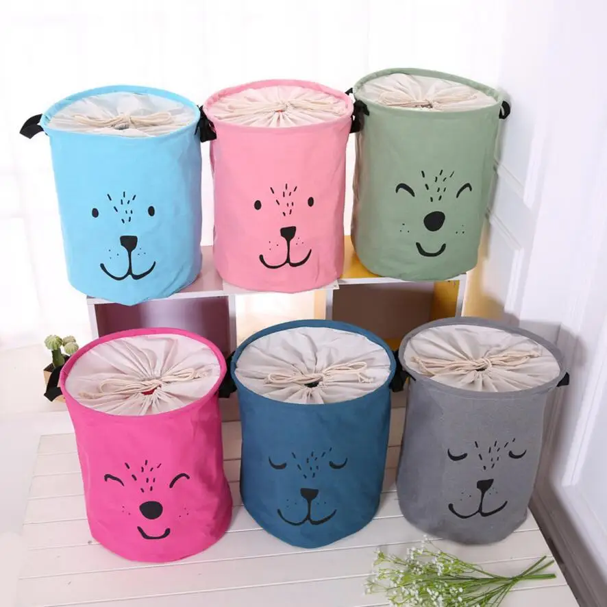 

New multicolor Laundry Hamper Cartoon lovely Clothes Storage Baskets Home clothes barrel Bags kids toy storage organizer basket