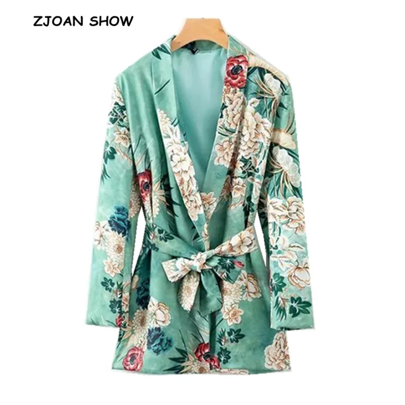 Retro Shawl Collar Green Flower Print Blazer Casual 2018 Woman Bow Tied Sashes Waist Slim Suit Jacket Coat Outerwear With Belt
Retro Shawl Collar Green Flower Print Blazer Casual 2018 Woman Bow Tied Sashes Waist Slim Suit Jacket Coat Outerwear With Belt