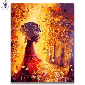 Beautiful Girl in dress walking under umbrella Accompanied by golden yellow leaves picture figure painting by numbers with kits
Beautiful Girl in dress walking under umbrella Accompanied by golden yellow leaves picture figure painting by numbers with kits