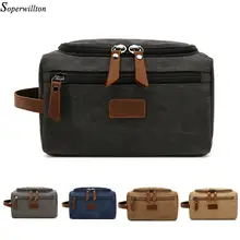 Soperwillton กระเป๋าเดินทางผู้ชายกระเป๋า 2019 กระเป๋าคืนก้อนบรรจุกระเป๋า Dopp Kit สำหรับชายผ้าใบหนังกระเป...(China)