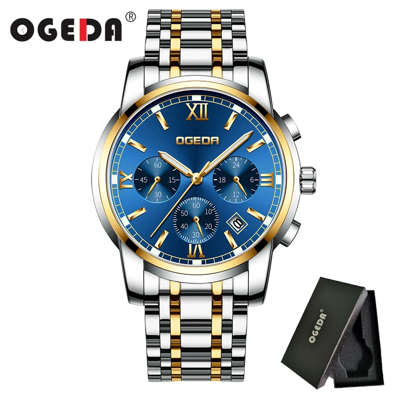 2019 OGEDA New Men Chronograph Top Luxury Brand Men Sports Watches Waterproof Full Steel Quartz Men's Watch Relogio Masculino
2019 OGEDA New Men Chronograph Top Luxury Brand Men Sports Watches Waterproof Full Steel Quartz Men's Watch Relogio Masculino