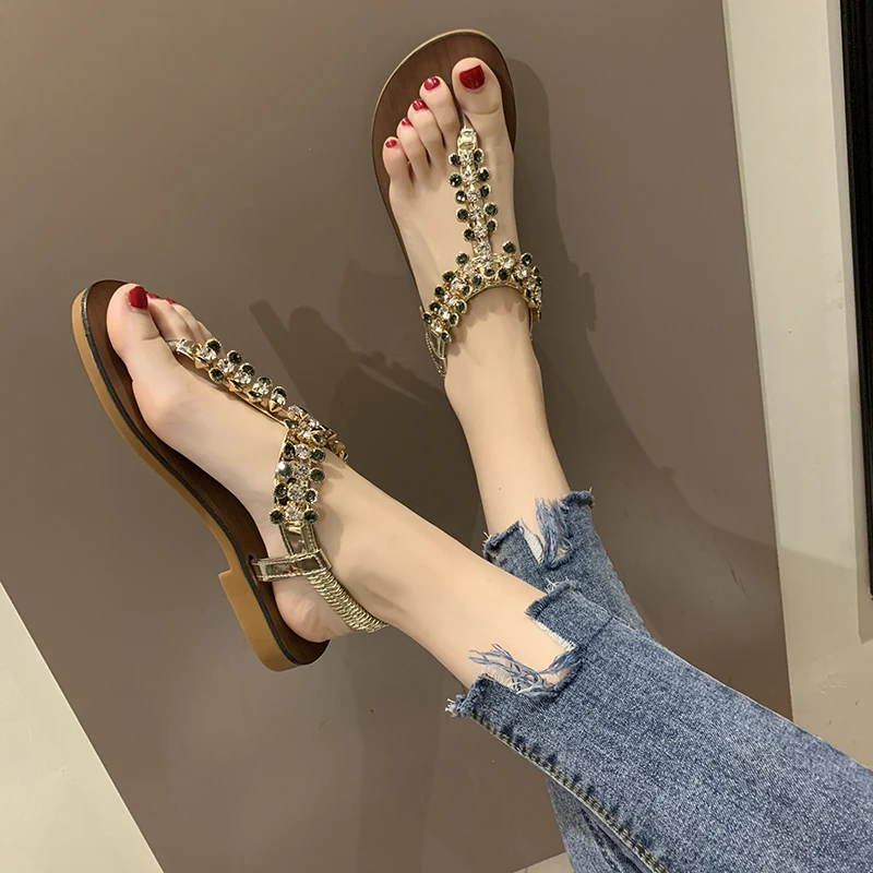 sandalias mujer 2019 Summer fashion Featured design Green rhinestones rome style shoes beach party flats sandals women
sandalias mujer 2019 Summer fashion Featured design Green rhinestones rome style shoes beach party flats sandals women