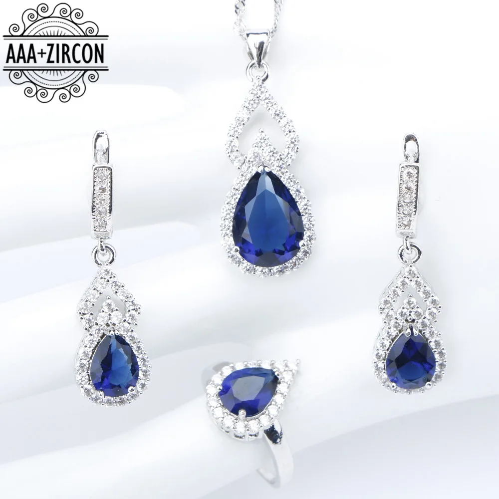 Classic Blue Sapphire White Topaz 925 Silver Jewelry Sets For Women Pendant/Necklace/Earrings/Rings Free Gift Box
Classic Blue Sapphire White Topaz 925 Silver Jewelry Sets For Women Pendant/Necklace/Earrings/Rings Free Gift Box