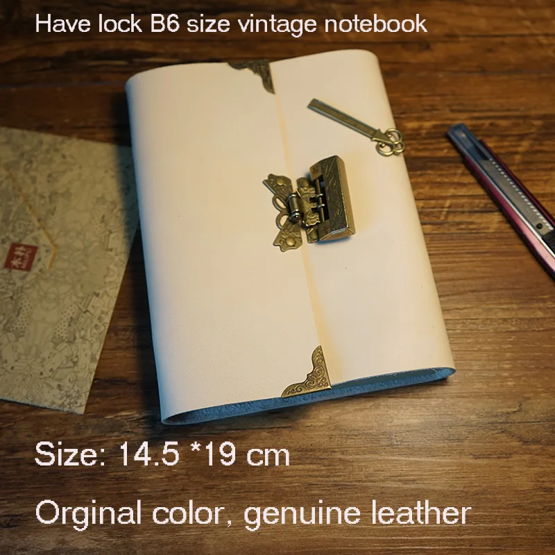 New B6 size travelers journal notebook with lock genuine leather vintage diary with lock spiral paper school supplies notebook
New B6 size travelers journal notebook with lock genuine leather vintage diary with lock spiral paper school supplies notebook