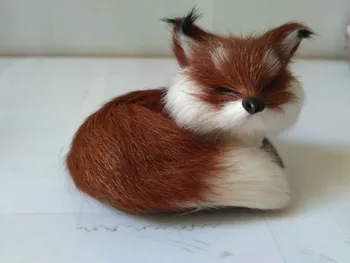 

simulation dark brown sleeping fox plastic&furs 8x7x6cm curl-up fox model handicraft prop home decoration gift d2156