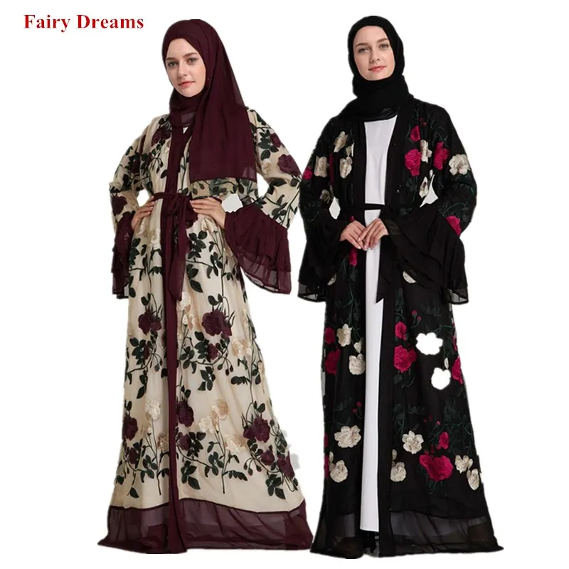 Abayas For Women Dubai Bandage Flowers Embroidery Black Coat Muslim Caftan Long Cardigan Bolero Hijab Islamic Clothing Headscarf
Abayas For Women Dubai Bandage Flowers Embroidery Black Coat Muslim Caftan Long Cardigan Bolero Hijab Islamic Clothing Headscarf