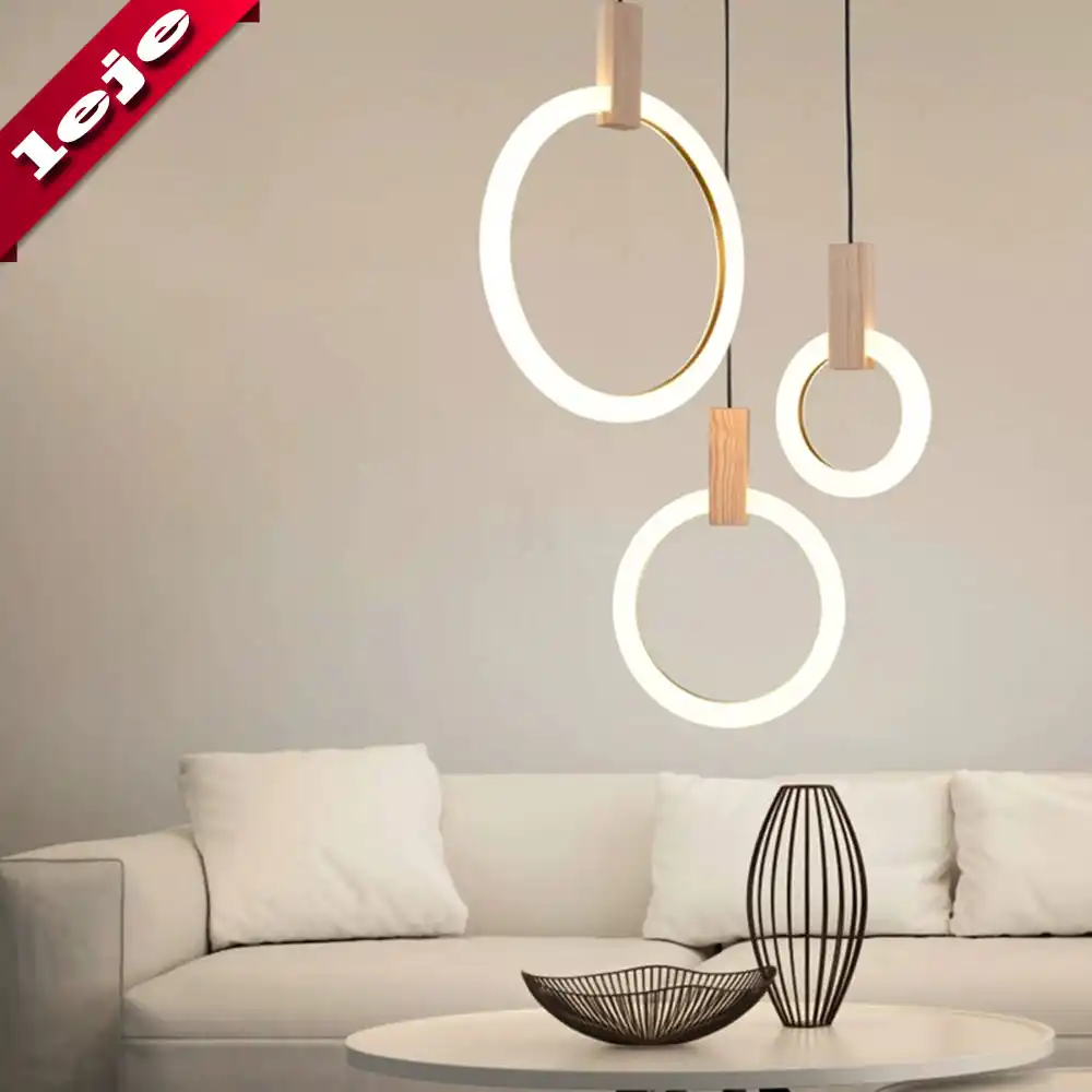 Led Pendant Lights Acrylic Circles Lustre Pendant Light Wood