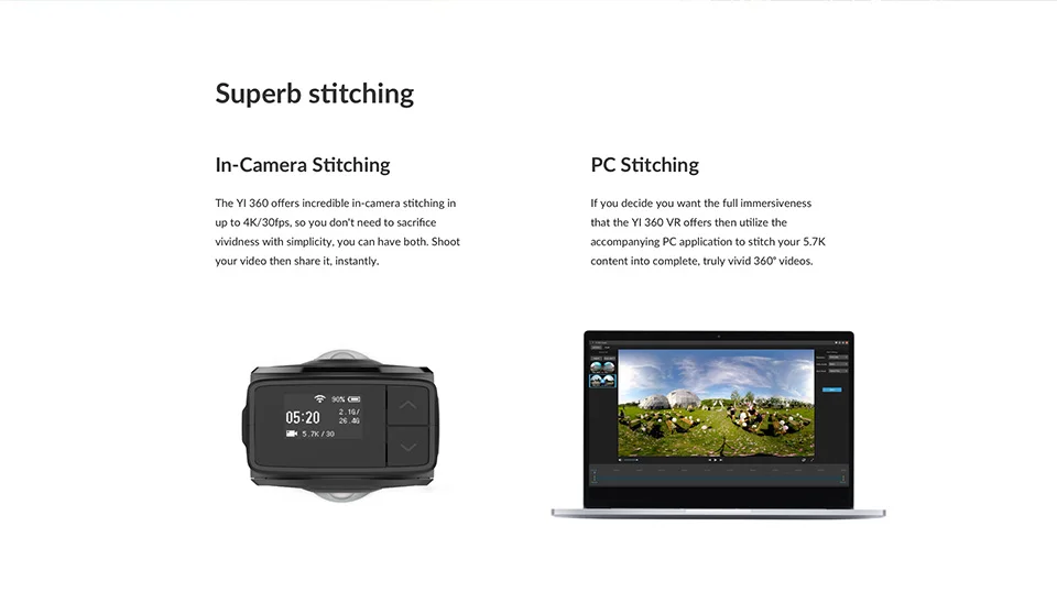 YI 360 VR Camera Dual-Lens 5.7K HI Resolution Panoramic Camera with Electronic Image Stabilisation, 4K in-Camera Stitching 16 features_02