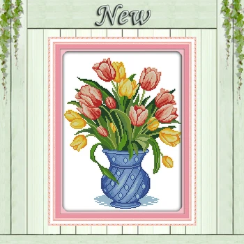 Colorful Tulip vase,Pattern print on canvas DMC 11CT 14CT Cross Stitch kit,needlework Set hand made embroidery.Beautiful Flower
Colorful Tulip vase,Pattern print on canvas DMC 11CT 14CT Cross Stitch kit,needlework Set hand made embroidery.Beautiful Flower