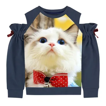 Girls wear fashion T-shirts print Cute kitten in a bow spring and fall long-sleeved T-shirts, baby clothes
Girls wear fashion T-shirts print Cute kitten in a bow spring and fall long-sleeved T-shirts, baby clothes