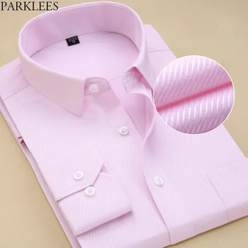 Pink Twill Striped Shirt Men Solid Long Sleeve Plus Size Shirts With Pockets Business Casual Slim Fit Work Camisas Masculina 8XL
Pink Twill Striped Shirt Men Solid Long Sleeve Plus Size Shirts With Pockets Business Casual Slim Fit Work Camisas Masculina 8XL
